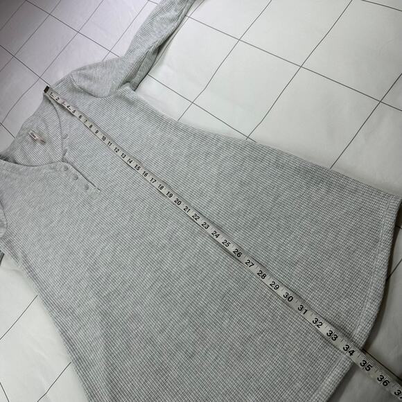 Soma Sleep Shirt Womens Small Gray Thermal Waffleknit Henley Long Sleeve Pajama - Picture 9 of 9